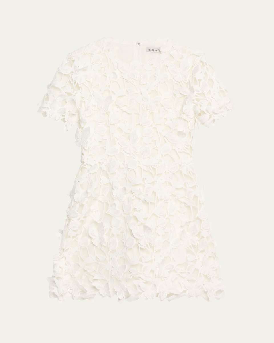 Darla 3D Lace Short-Sleeve Mini Dress